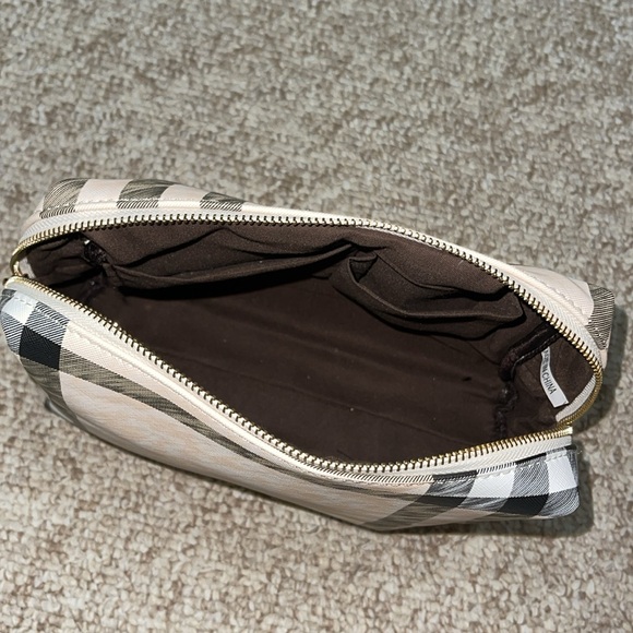 Tan with Black/Brown Stripes Cosmetic/Makeup💄Bag Medium Size - Picture 3 of 3